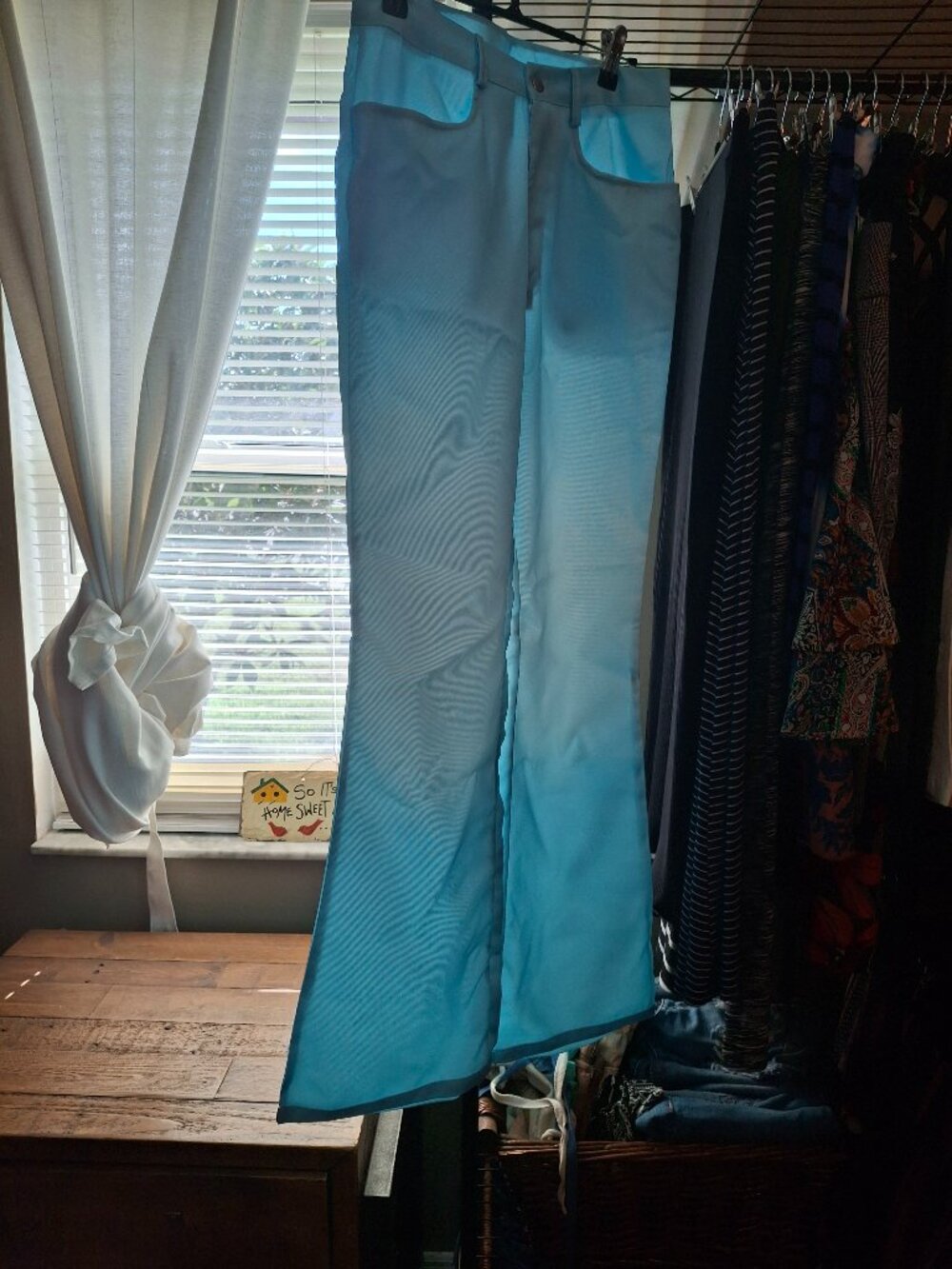 Fun blue fade flared pants with pockets
